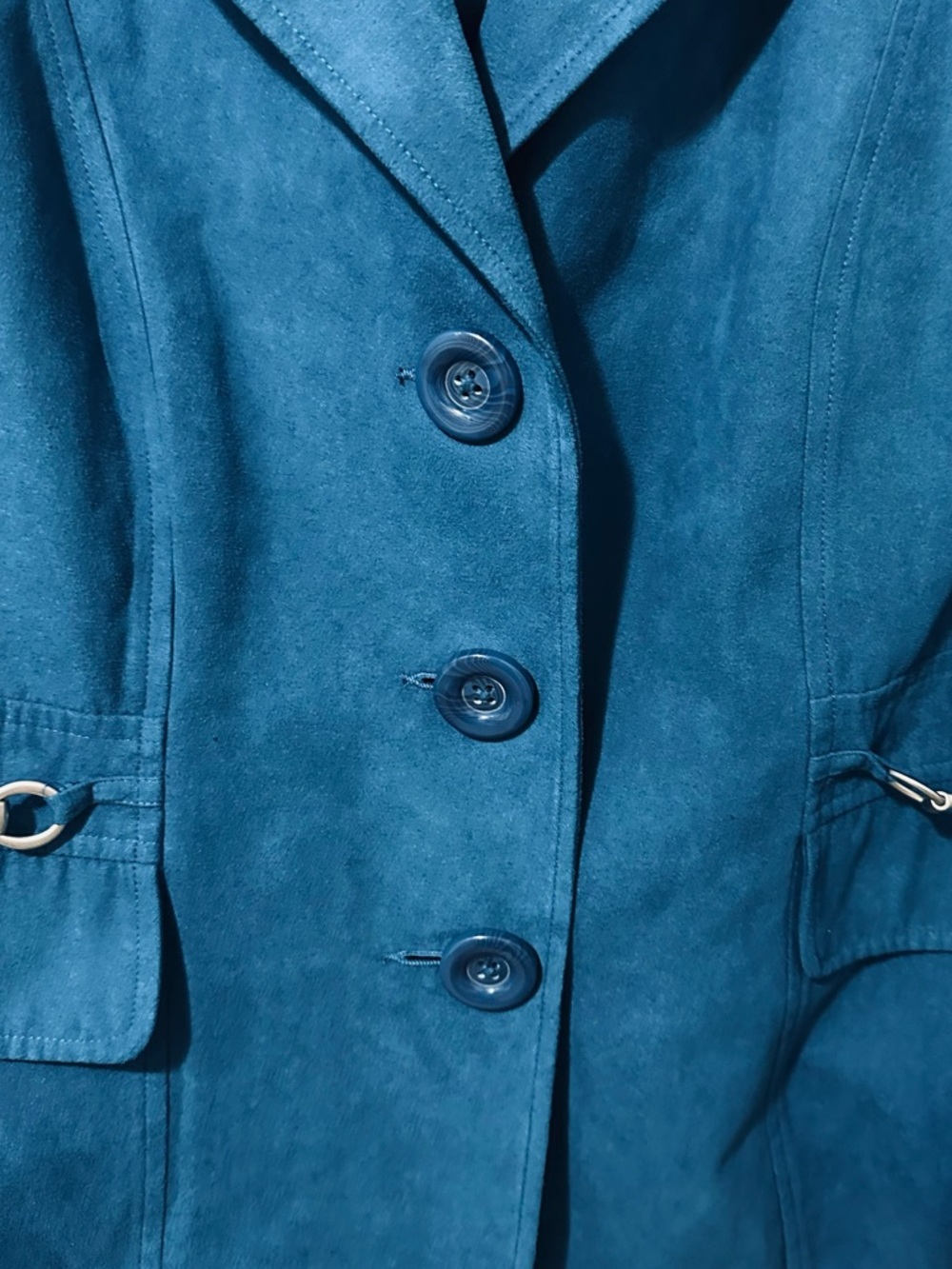STUDIO WORKS teal blue/green velvet 3 button blazer jacket size 16 - Picture 7 of 8
